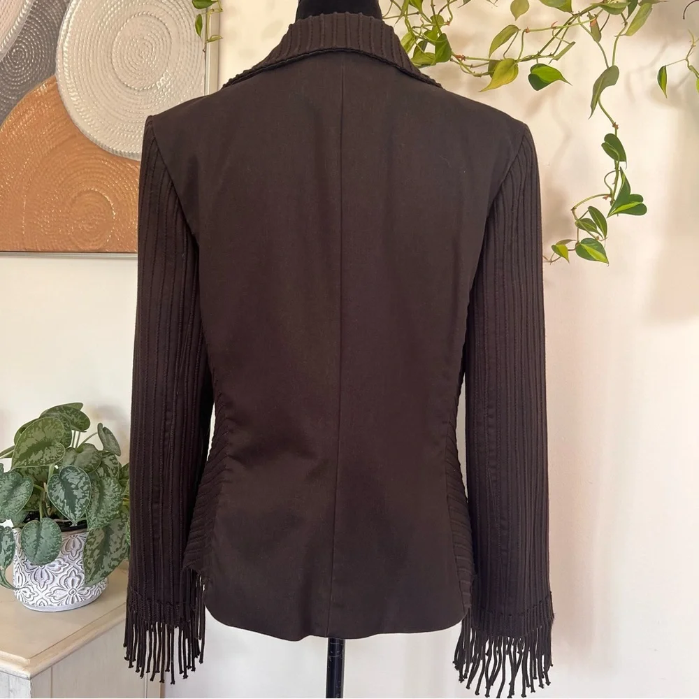 Vintage Company by Ellen Tracy Women’s Black Fringed Jacket/Blazer Size 12 - Picture 5 of 9